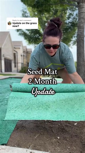 Replying to @Jen 2 month #DIY #grass seed mat update you’ve all been asking for but not the one you expected 🫠 #infestation ? you can find the mats in my bio | olivegreyave
