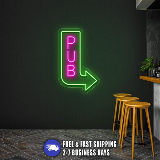 Pub Bar Marquee Outside Door Neon Arrow Sign, Light up Restaurant Bar Flashing Arrow Sign, Exterior Neon Lighted Bar Signs - Etsy UK