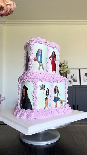 Finish decorating this two tier cake with me & pack it up 🎂 #grad #gradcake #prom #promcake #promseason #promsendoff #losangelescakes #customcake #edibleimagecake