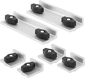 POWERTEC 71799 T-Track Stop Kit, Incl. 2 Long Stops, 2 Short Stops, 2 InLine Stops, T Track Stop Block for T-Track Woodworking, Sanding, and Routing, 6-Piece Set