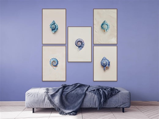 Spiral Conch Shell Print, Watercolor Painting Printable, Beach House Art, Blue Seashell Poster Coastal Wall Art Seafood Restaurant Bar Decor - Etsy