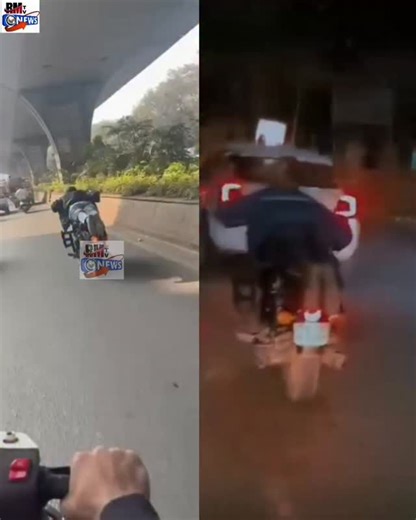 Reporter Mahboob Hussain on Instagram: "Shaher ki Roads per ek tyre ke stunts car ka belly dance ke baad ab bullet bike per ultha let ker bike chalane ka trend dekha jaa raha hai... Ek tyre per gaadi chalaney mein buns ka risk rehta hai lekin is stunt mein direct Gajar ka risk dekha jaa raha hai... #hyderabad #telangana #police"