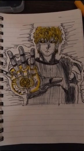 DRAW GENOS WITH COLOURS 💀🎨 #shorts #animedrawing