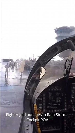 Fighter Jet Launches in Rain Storm – Cockpit POV