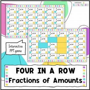 Fractions of a Quantity Game, Fractions of Amounts Four in a Row Interactive