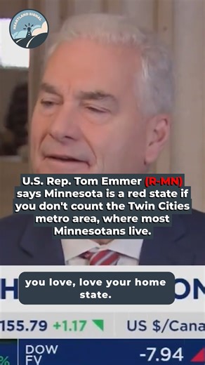 U.S. Rep. Tom Emmer (R-MN) says Minnesota is a red state if you don't count the Twin Cities metro area, where most Minnesotans live. "If you go to our secretary of state's website, pull up a map of the 2024 presidential election, it literally is a red state except for a dot in the Twin Cities metro..." (H/t Aaron Rupar) Follow Heartland Signal for more. | WCPT 820 - Chicago's Progressive Talk