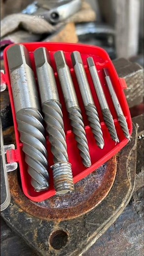 spiral screw extractor set "easy-out" tools, used removing broken, damaged stripped screws and bolts