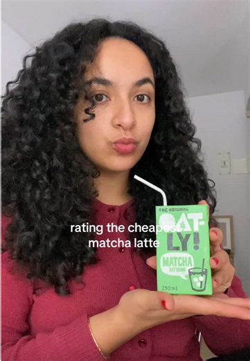 rating a matcha latte from a juice box, kind of a slay @Oatly #matchalatte #icedmatchalatte #ratingthings #matchalover