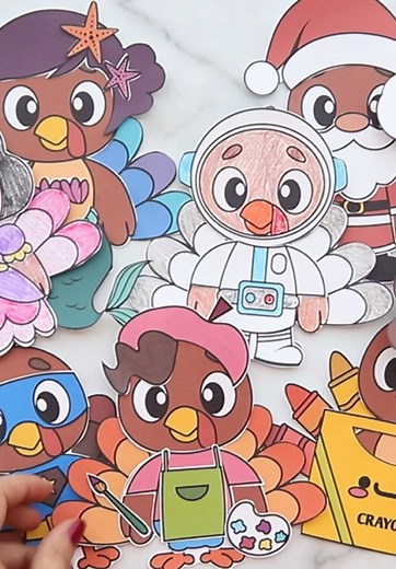 This printable disguise a turkey craft is a fun and engaging activity for kids of all ages. Create 10 unique turkey disguises with our easy-to-use templates. Choose from a ready-to-use, full-color version or a black and white version perfect for coloring. Keep kids entertained with a festive craft that sparks creativity and holiday excitement. #thanksgivingcraft #kidscrafts #turkeydisguise #printablecraft #thanksgivingactivities #craftsforkids #kidsprintables #holidaycrafts #fallcrafts #creative