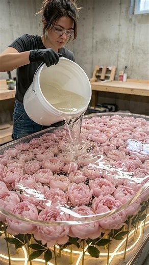 I Built a Glowing Luxury Flower Table! 🌸✨ #epoxy #resinart #epoxyresin #resincrafts #homedecor