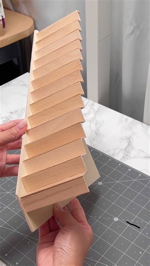 Cath | Simple staircase from jumbo popsicle sticks. My tried and true method to get an easy, but beautiful staircase for any 1:12 scale setting 🙌 | Instagram