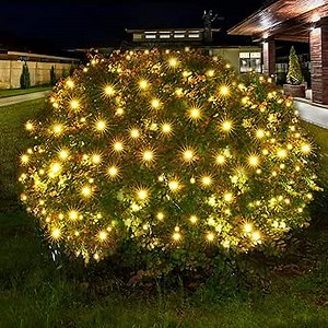 Led Christmas Net Lights Outdoor Christmas Lights WarmWhite 160LED 5ftx7ft, Waterproof Outdoor Indoor Fairy Mesh Net Light for Xmas Party, Yard, Patio, Trees, Shrubs, Bushes Decorations