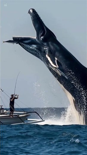 Balena uriașă sare lângă o barcă de pescuit! #Balena #WhaleWatching #NaturaSalbatica #OceanLife