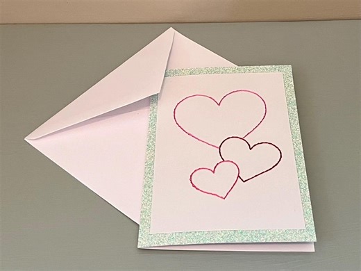 Triple Heart Greeting Card: Hand-embroidered Pattern (digital Download) - Etsy