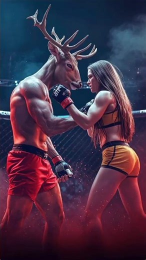 Deer Attack vs Fighter Girl 😳 Wild Clash!#DeerVsGirl#animalbattle #animalFight #aishorts