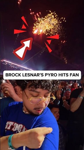 Brock Lesnar's Pyro Hits Fan in the Crowd😯