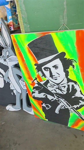 Why is Gene Wilder holding a gun in this painting? This doesn't Match. #confused #genewilder