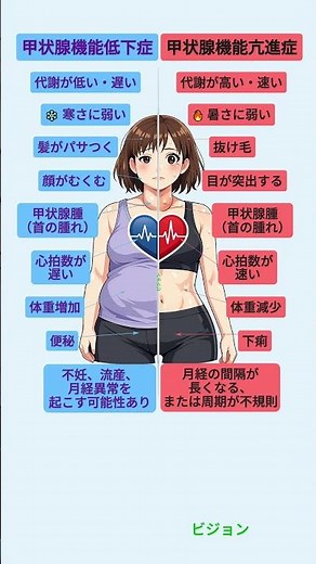 甲状腺機能低下症 vs 甲状腺機能亢進症：症状の違い