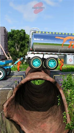 Truck Tow Trailers vs Rusty Pipe | BeamNG Drive 🚚 #short #beamng #beamngdrive #trucksvs