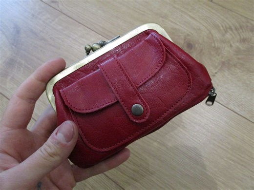 Red Leather Kiss Clasp Coin Purse: Double Clip Wallet, 'amy' - Etsy