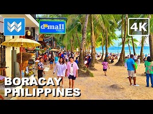 [4K] White Beach Path in Boracay Philippines 🇵🇭 Station 1 to 3 Virtual Walking Tour & Travel Guide