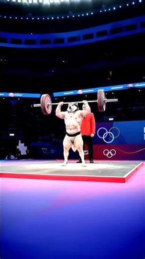 Husky Weightlifter Lifts Big at the Olympics! 🏋️‍♂️💪 #Animation #Olympics #Motivation