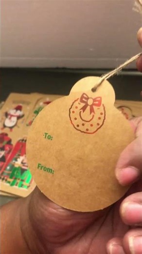 Foil Christmas Presents Tags with String