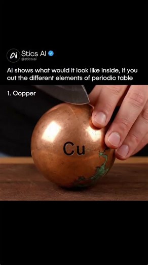 Ever wondered what the elements look like from the inside? 🧪 An AI-generated video is going viral for imagining just that, slicing open every element on the periodic table. From molten mercury cores to glassy diamond-like carbon, it’s part science, part art, and completely hypnotic. Each “cut” comes with soft ambient sound, glowing textures, and impossible precision, more dream than lab. It’s not chemistry as we know it. It’s chemistry reimagined. Proof that sometimes, the best way to understan