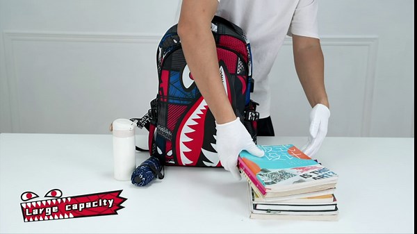 Kids Backpack Shark Bookbags Boys Schoolbag Laptop Backpack With USB Lightweight Water Resistant Purple starry sky, Lager2