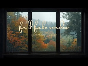 Cozy Cabin Window | Rain Sounds in the Autumn Forest | Projector Window