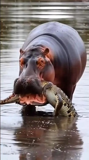 Hippo vs Croc: Nature’s Most Brutal Rivalry #wildlife #facts #animals #shorts