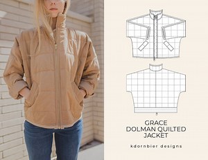 Grace Dolman Quilted Jacket PDF Sewing Pattern and Tutorial, Sizes XS-XXL - Etsy