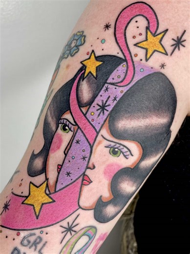 Star Stuff Lady Head Tattoo Design