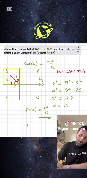 IGCSE CIM ADD MATHS 💫 MATHS IS COOL! Trigonometry with CAST #maths #mathematics #mrgoldspink #igcse #gcse #exams #cim #cambridge #0607 #0606 #tutor #teacher #fyp #revise #solved #trigonometry
