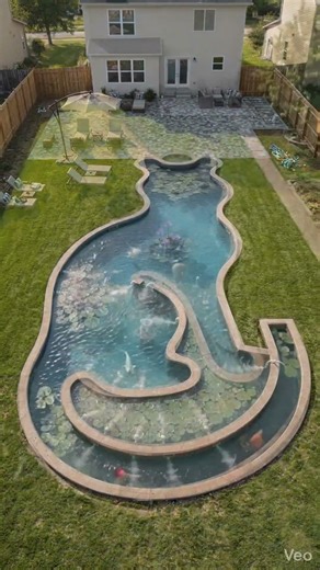 INSANE Backyard Makeover | Cat Pool with Koi Fish #home #luxurybeachhouse #interiordesign