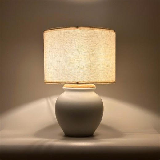 Handmade White Ceramic Table Lamp, Bat Trang Pottery Viet Nam, Timeless Minimalist Design - Etsy