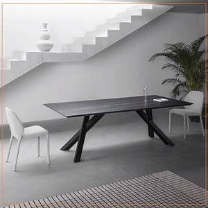 Whether you're attracted to darkness or light, you'll find the Gustave Dining Table to be marbled perfection. Get this piece by #Miniforms: farra.com/miniforms | Farra Design Center