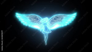 Esoteric symbol of an angel in a 3D animation