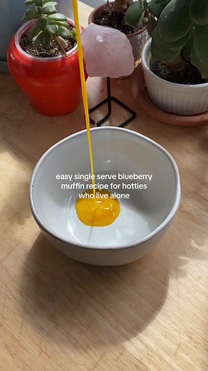 Single Serve Blueberry Muffin ✨ I made a chocolate chip version before so it's only right to do blueberry! (Recipe below!) Recipes like this can be found in my book, Compact Cooking, which is available on Amazon, BAM, Barnes and Noble, Target, and Walmart websites and even in some stores now! The amazon & BAM links are in my bio! Recipe: Ingredients- 1/2 an egg (whisked) 1/4 cup milk Dash of vanilla 1 tbsp oil 2 tbsp granulated sugar 1/4 cup self rising flour Pinch of cinnamon Blueberries to lik