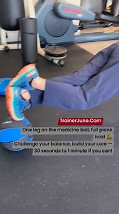OrthAide.Com 🥰 Can you hold a straight-arm plank with one leg on a medicine ball? 😎 Let’s make it fun and challenging — try holding it for 30 seconds to 1 minute! This move takes your core stability, balance, and upper body strength to the next level. ✅ Strengthens abs, shoulders, and glutes ✅ Improves coordination and control ✅ Builds confidence in balance and body awareness. #TrainerJune #CoreChallenge #FitnessOver50 #BalanceAndStrength #HealthyAging #FunctionalFitness | Trainer June