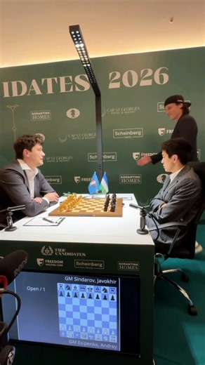 ⚽ ♟️ Football star David Luiz, player of Pafos FC and former player for the Brazil national team, Arsenal, Chelsea and PSG, UEFA Champions League winner, made the ceremonial first move in Round 8 of the FIDE Candidates Tournament 2026 in the game between Andrey Esipenko and 🇺🇿 Javokhir Sindarov.#FIDECandidates #FIDE #Chess #Cyprus