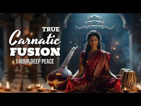 Carnatic Fusion Music with Nature Sounds, Veena, Flute & Humming | 1 Hour Long Deep Calm Meditation