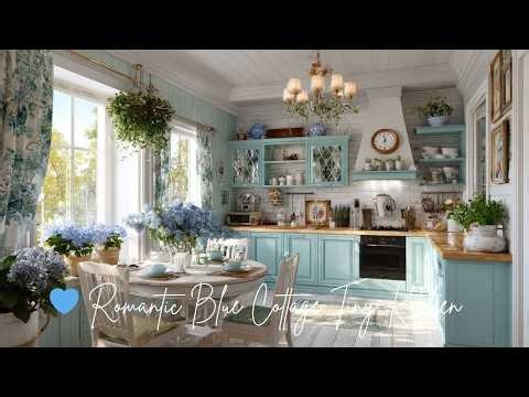 💙 Romantic Blue Cottage Tiny Kitchen | Elegant & Affordable Shabby Chic Style with Vintage