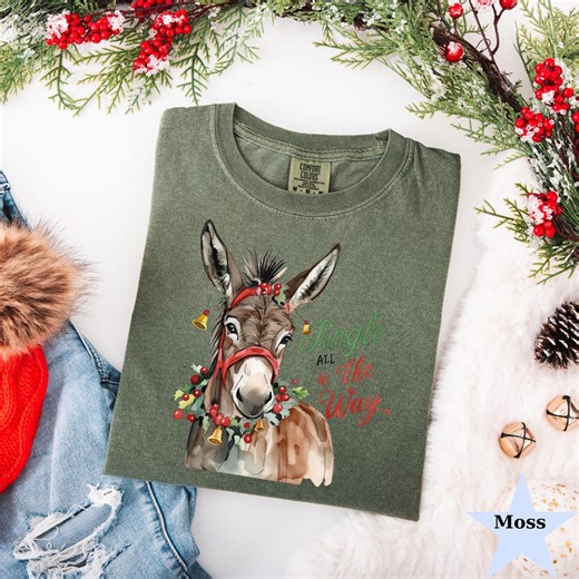Christmas Donkey Shirt, Farm Animal Tee, Farmgirl Xmas Tshirt - Etsy
