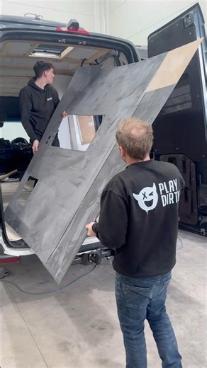 Bespoke alcantara wall panel for this Mercedes Sprinter Campervan