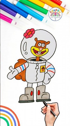 Draw SpongeBob Squarepants | How to Draw Sandy Cheeks 🌈🐿 #spongebob #drawing #shorts