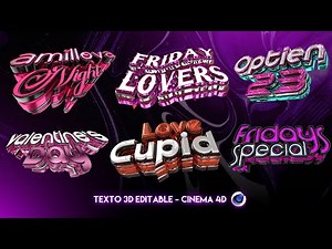 PACK 6 TEXTOS 3D EDITABLES PARA CINEMA 4D Flyer Text | COMO EDITAR UN TEXTO 3D EN CINEMA 4D TUTORIAL
