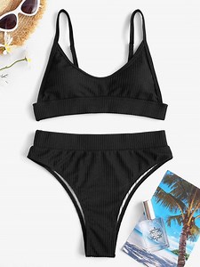 [Hot Item] Solid Sports Bra Bikini Sets Sexy Swimwear for Women