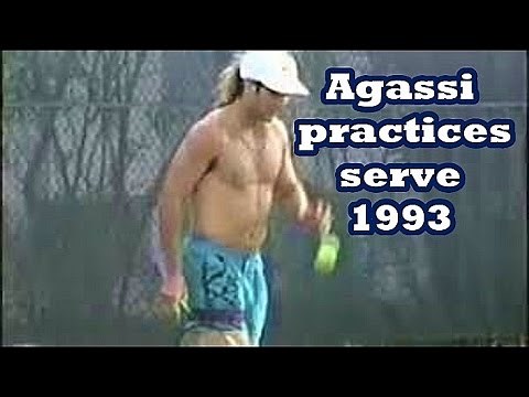 agassi practicing serve at bollettieri 1993 RARE!!!!!