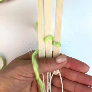 10K views · 313 reactions | Here's a peek at how to weave using Popsicle sticks. Full tutorial on the Yarnspirations blog! #kidscrafts | Vickie Howell | Facebook